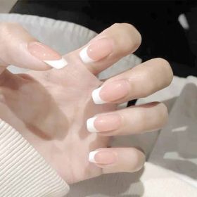 24Pcs Box French Square Head False Nail Art Full Cover Detachable Artificial Fake Nails Ballerina Press on Nails Tips