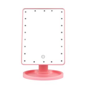 22 LED Lights Rechargeable Cosmetic Mirror 180° Rotation Makeup Mirror Touch Control Dimmable Vanity Mirror (Option: LEDMakeupMirrorPinkGPCT1157)