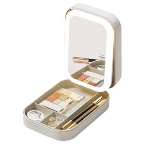 Portable Travel Makeup Bag With LED Mirror Rechargeable Beauty Mirror With 3 Color Light Dimmable Brightness Waterproof Cosmetic Bag With 4 Compartmen (Option: MakeupMirrorWhiteGPCT5137)