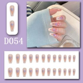 24Pcs/Box Charming False Nails With Designs Press on Fake Nails Tips Full Cover Coffin Wearable Artificial Finished Nail Sticker (Color: D0451)