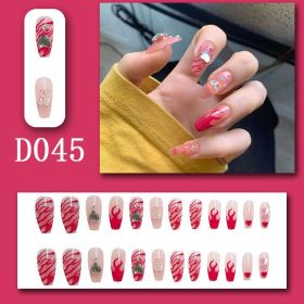 24Pcs/Box Charming False Nails With Designs Press on Fake Nails Tips Full Cover Coffin Wearable Artificial Finished Nail Sticker (Color: D0452)