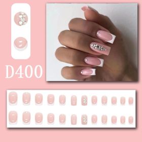 24Pcs/Box Charming False Nails With Designs Press on Fake Nails Tips Full Cover Coffin Wearable Artificial Finished Nail Sticker (Color: D0456)