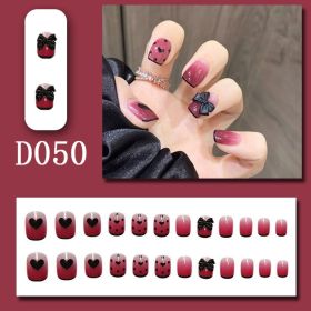 24Pcs/Box Charming False Nails With Designs Press on Fake Nails Tips Full Cover Coffin Wearable Artificial Finished Nail Sticker (Color: D0453)