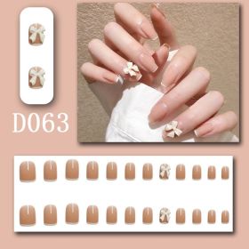 24Pcs/Box Charming False Nails With Designs Press on Fake Nails Tips Full Cover Coffin Wearable Artificial Finished Nail Sticker (Color: D0454)