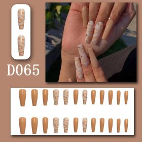 24Pcs/Box Charming False Nails With Designs Press on Fake Nails Tips Full Cover Coffin Wearable Artificial Finished Nail Sticker (Color: D0455)