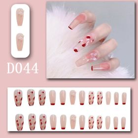 24Pcs/Box Charming False Nails With Designs Press on Fake Nails Tips Full Cover Coffin Wearable Artificial Finished Nail Sticker (Color: D045)