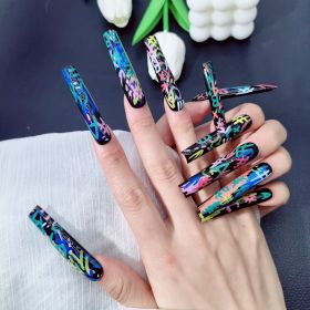 2026 Gothic charm meticulously crafted wearable nails, Valentine's Day long square press-on false nail set, handcrafted false nail pieces (size: S)
