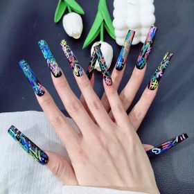 2026 Gothic charm meticulously crafted wearable nails, Valentine's Day long square press-on false nail set, handcrafted false nail pieces (size: M)