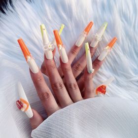 2026 Gothic Charm Exquisitely Crafted Wearable Nails - Valentine's Day Long Square Press-on Fake Nail Set. Handmade fake nail pieces (size: S)