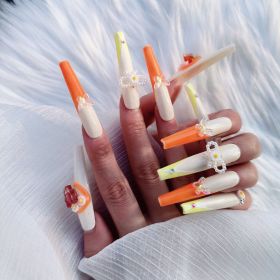 2026 Gothic Charm Exquisitely Crafted Wearable Nails - Valentine's Day Long Square Press-on Fake Nail Set. Handmade fake nail pieces (size: M)