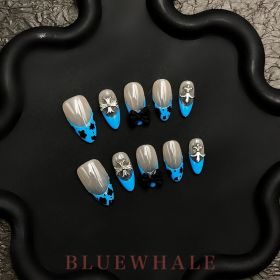 2026 Gothic charm press-on nails, Valentine's Day short almond-shaped press-on false nail set. Handmade false nail pieces (size: S)