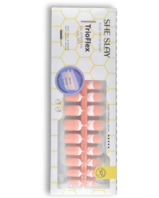 SheSlay Trio Flex Gel French Tip Nails | Pre-Colored Press-On Nail Extensions (Color: Blush, Nail shape: Short)