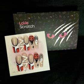Love Scratch Orange Extra Long Hand-painted Press-on Nails (size: L)