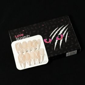 Love Scratch Nude Mid Length French Tips Handmade Press-on Nails (size: M)