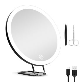 30X Magnifying Mirror With Light 3 Colors Dimmable Brightness Included Tweezer Scissor Travel Magnifying Makeup Mirror with Suction Cup 360° Adjusta (Option: MagnifyingMirrorBlackGPCT5197)