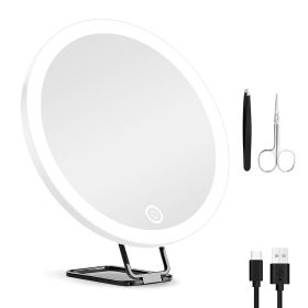 30X Magnifying Mirror With Light 3 Colors Dimmable Brightness Included Tweezer Scissor Travel Magnifying Makeup Mirror with Suction Cup 360° Adjusta (Option: MagnifyingMirrorWhiteGPCT5197)